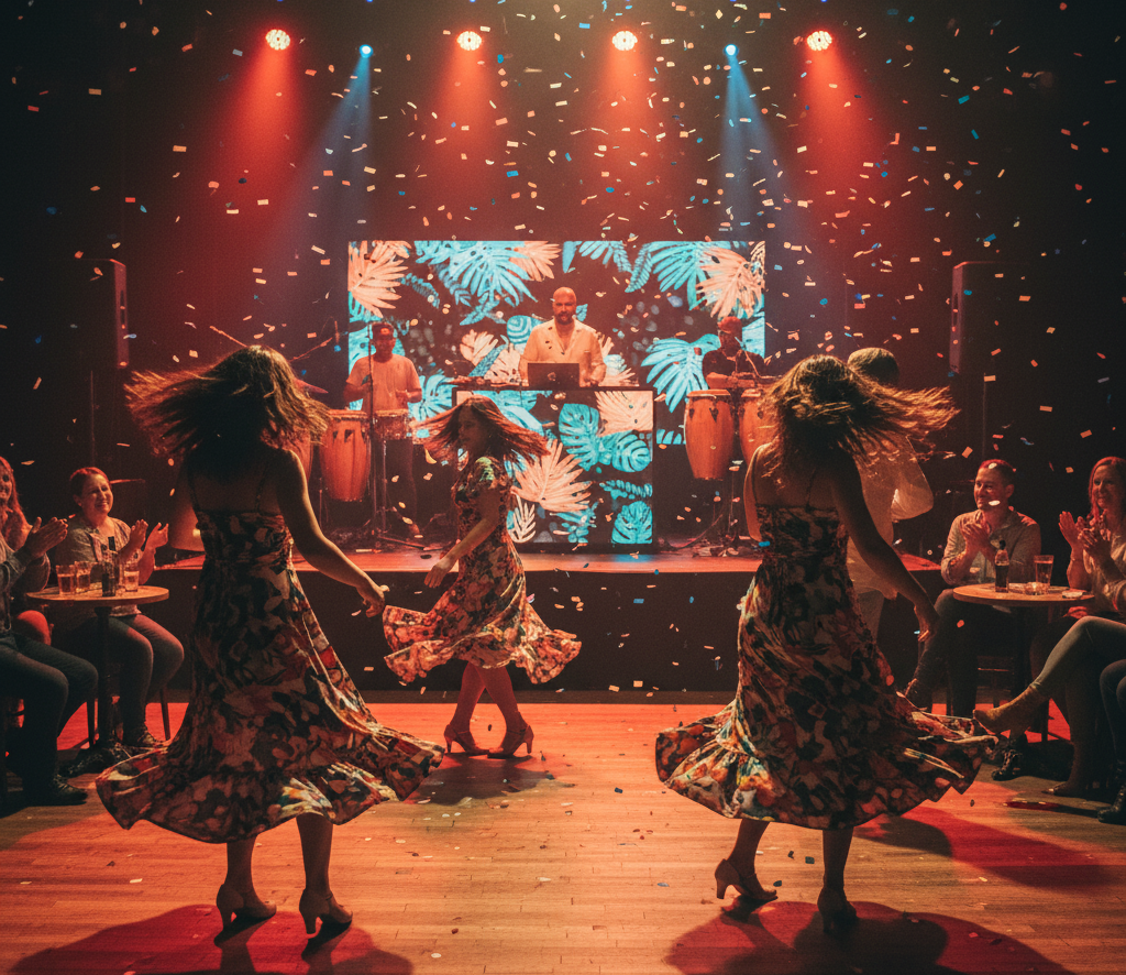 People dancing at a Latin night event